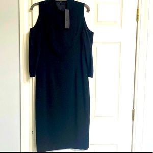 Never worn Black Halo dress. Size 10, black cold shoulder